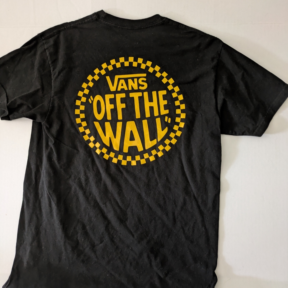 Vans Black T-Shirt with Yellow Logo Size Medium